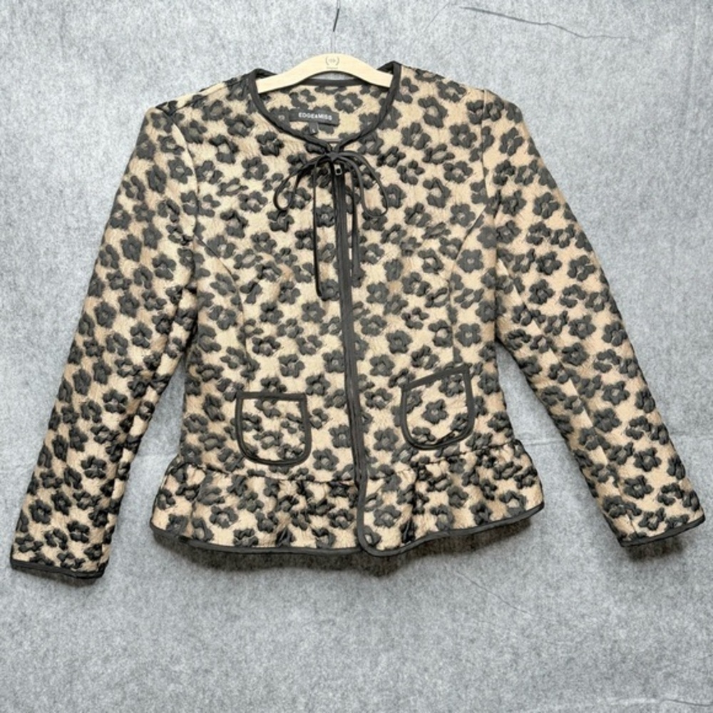 Edge&Miss Gold and Black Floral Print Evening‎ Jacket- Sz L